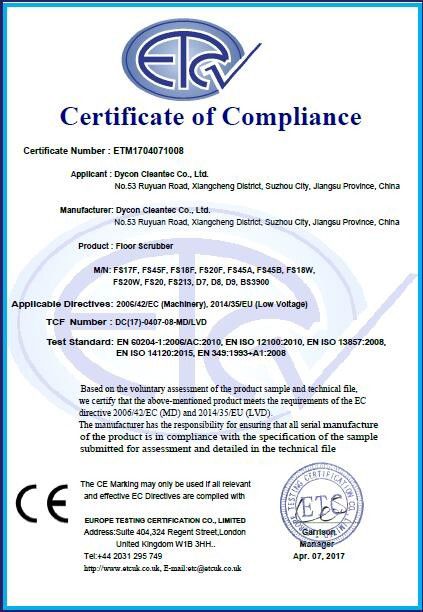 Κίνα Dycon Cleantec Co.,Ltd Πιστοποιήσεις